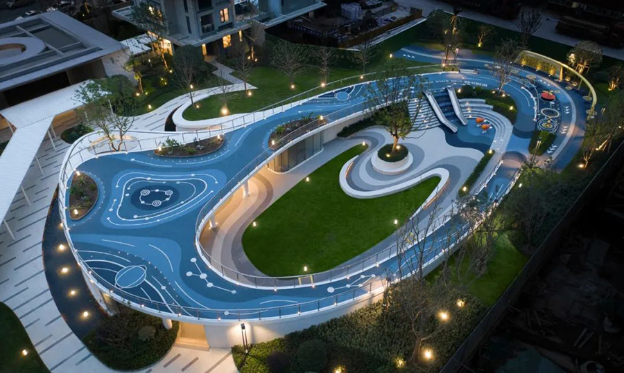 星空主题小区游乐设备实拍图